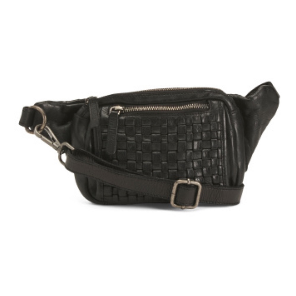 Vilenca Holland Belt Bag Woven Leather Black NWT
